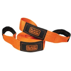 Black/Orange 2" x 20' Recovery Strap Light-Duty (9,000 lb Break Strength) for Emergency Off-Road Towing