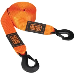 Black/Orange 2" x 20' Tow Strap Heavy-Duty (9,000 lb Break Strength) for Emergency Off-Road Towing