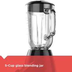 Countertop Blender with 5-Cup Glass Jar, 10-Speed Settings, Black