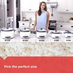 3-Cup Electric Rice Cooker With Keep-Warm Function, White