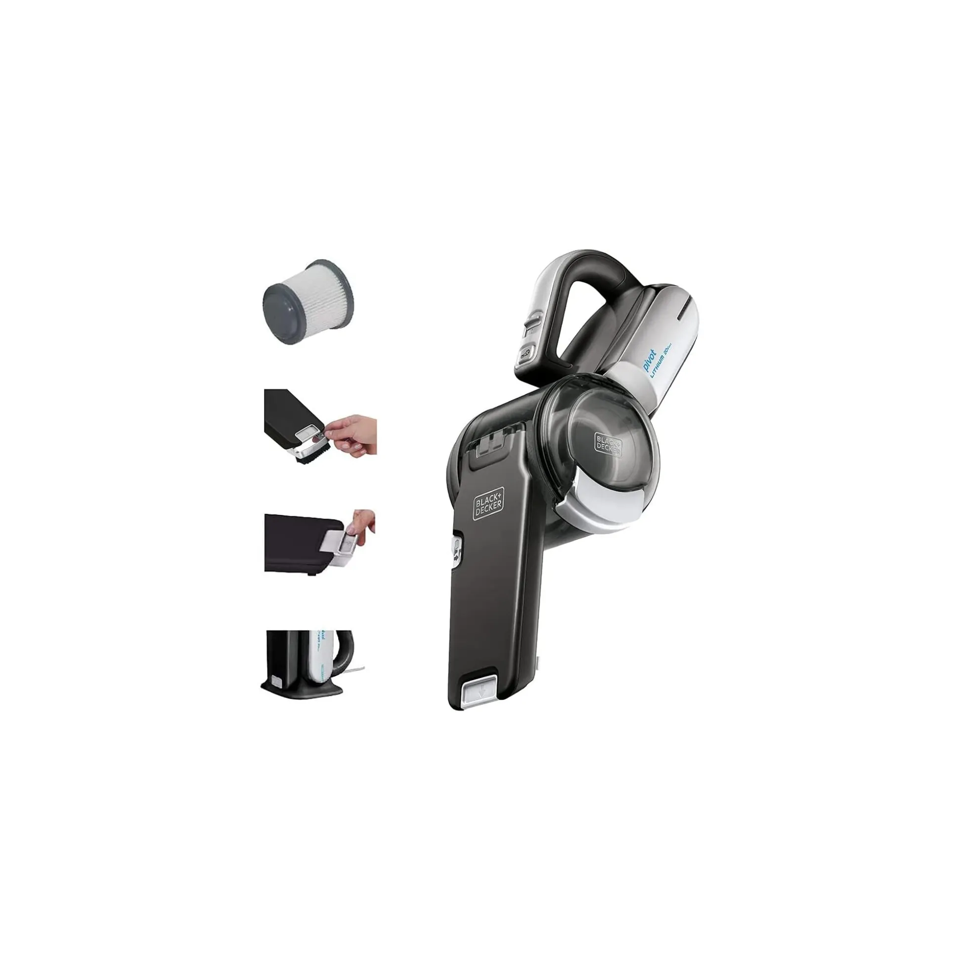 dustbuster® PIVOT VAC™ Cordless Handheld Vacuum, Extendible Crevice Tool, Pivot Nozzle, Strong Suction
