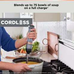 kitchen wand™ Cordless 6 in 1 Immersion Blender & Kitchen Multi-tool, Grey