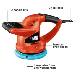 Orbital Car Buffer Polisher | Waxer, 6-Inch & 2 Bonnets