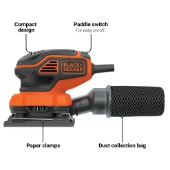 1/4 Sheet Orbital Sander with Paddle Switch Actuation, 2.0 Amp