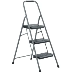 Three Step 225 lb Capacity Steel Stool, Gray