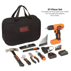 8V Drill & Home Tool Kit, 57 Piece