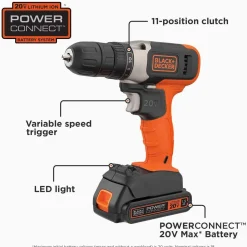 20V MAX* POWERCONNECT™ Cordless Drill/Driver, Battery and Charger Included