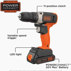 20V MAX* POWERCONNECT™ Cordless Drill/Driver, Battery and Charger Included
