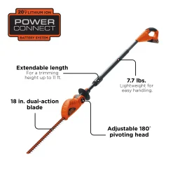 20V MAX* POWERCONNECT™ Cordless 18 Inch Pole Hedge Trimmer, Battery and Charger Included