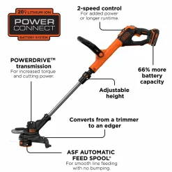 20V MAX* POWERCONNECT™ Cordless 12 Inch 2-Speed String Trimmer and Edger, Battery and Charger Included