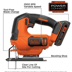 20V MAX* POWERCONNECT™ Cordless Variable Speed Jigsaw, Battery and Charger Included