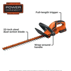 20V MAX* POWERCONNECT™ Hedge Trimmer, 22-Inch, Less Vibration