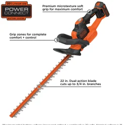 20V MAX* POWERCUT Cordless 22 Inch Hedge Trimmer, Battery and Charger Included