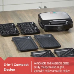 Waffle Maker, Grill, or Sandwich Maker with Stainless Steel Accents