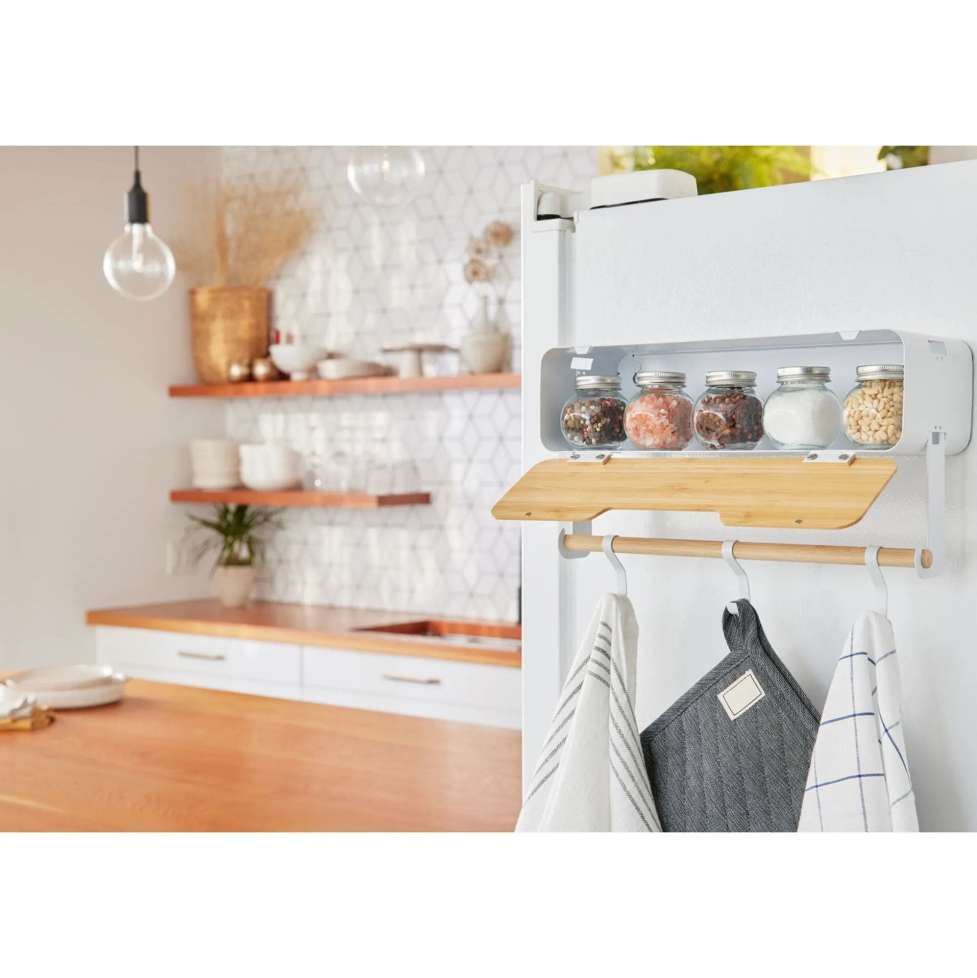 White Hanging / Magnetic Rack System-Shelf W/ Door